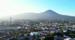 Drone shot of volcano in El Salvador