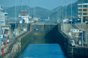 Here’s our lane. Note the water already leaking in from the higher chamber on the other side