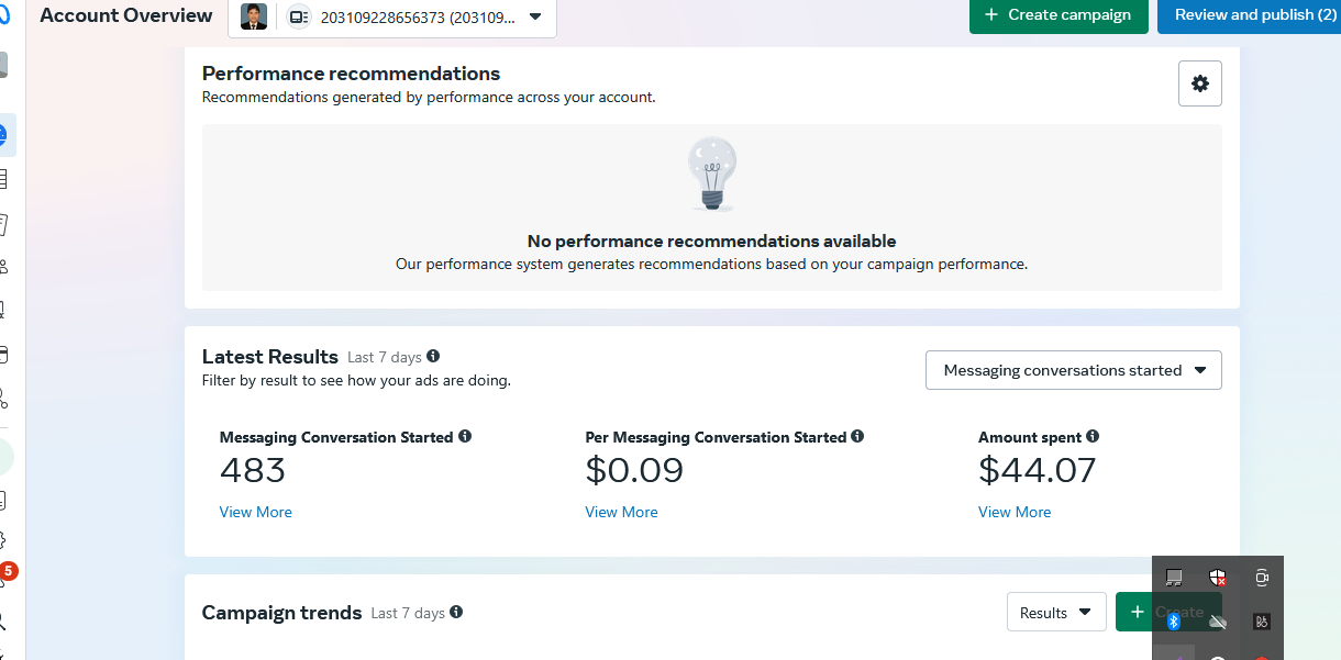 facebook ads amount speend screen short