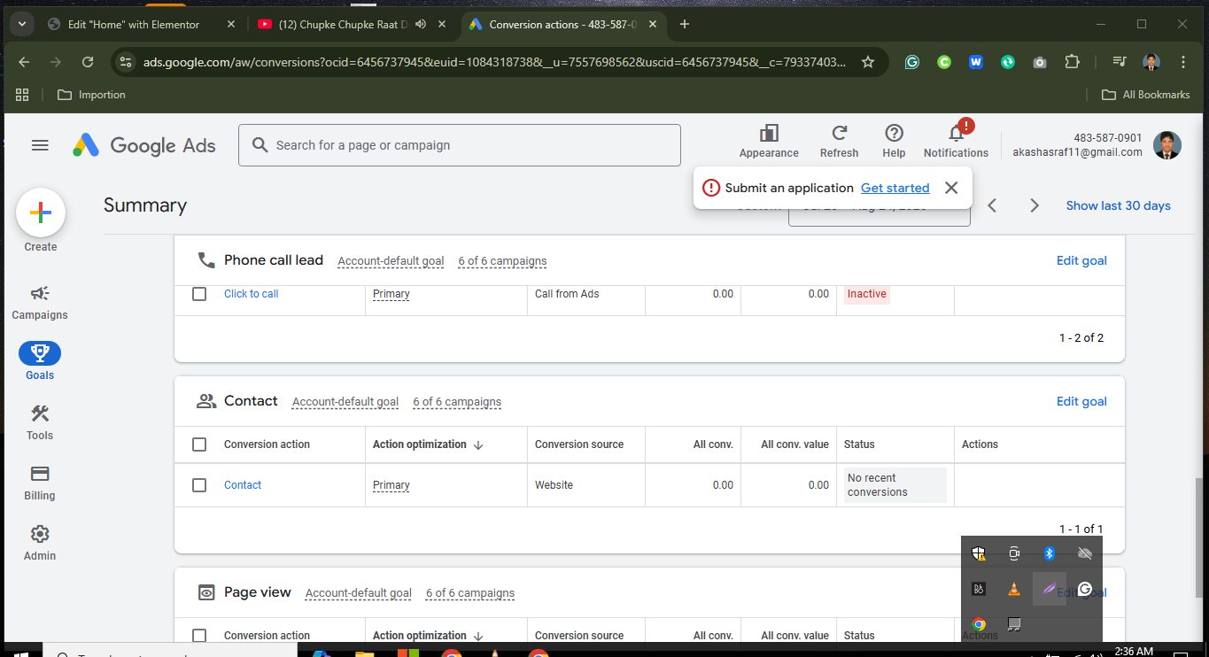Google Ads conversion track
